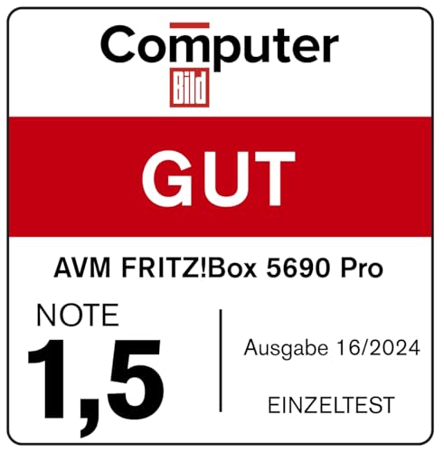 FRITZ!Box 5690 Pro (Wi-Fi 7 Premium DSL- und Glasfaser-Router mit Triband (2,4 GHz, 5 GHz, 6 GHz) bis zu 18,5 GBit/s, für Glasfaser & DSL-Anschlüsse, WLAN Mesh, DECT-Basis, deutschsprachige Version)