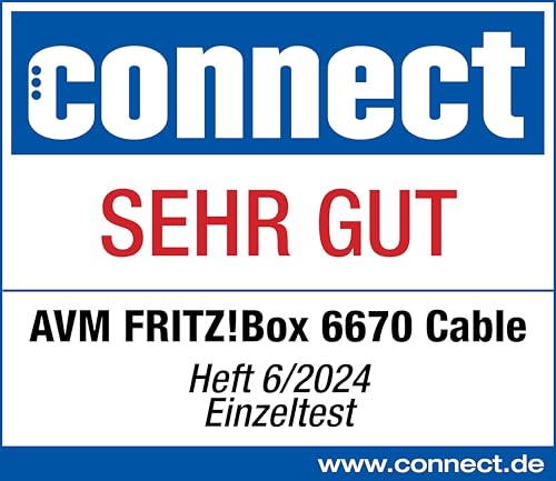 FRITZ!Box 6670 Cable | Router für einen Kabelanschluss (DOCSIS-3.1-Kabelmodem, 2x2 Wi-Fi 7 mit 2.880 MBit/s (5 GHz) und 688 MBit/s (2,4 GHz), Zigbee Integration 1 x 2,5 Gigabit-LAN-Port)