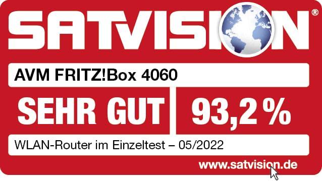 FRITZ!Box 4060 (Wi-Fi 6 Mesh Router, bis zu 4.800 MBit/s (5 GHz) & 1.200 MBit/s (2,4 GHz), 3 x Gigabit-LAN, DECT-Basis, USB 3.0, deutschsprachige Version)