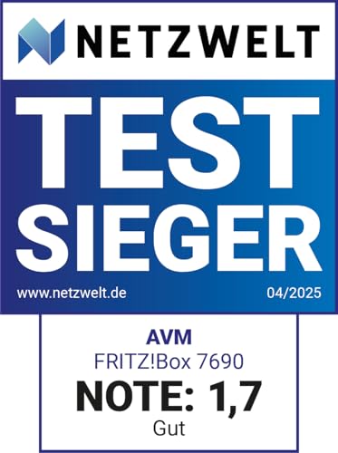FRITZ!Box 7690 (Wi-Fi 7 DSL-Router mit 5.760 MBit/s (5GHz) & 1.376 MBit/s (2,4 GHz), bis zu 300 MBit/s mit VDSL-Supervectoring und ADSL2+, WLAN Mesh, DECT-Basis, deutschsprachige Version)