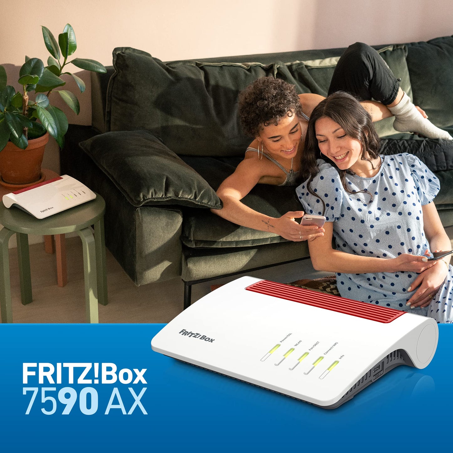 FRITZ!Box 7590 AX Exclusive Edition (Wi-Fi 6 DSL-Router 2.400 MBit/s (5GHz) & 1.200 MBit/s (2,4 GHz), inklusive SanDisk USB-Stick, WLAN Mesh, DECT-Basis, deutschsprachige Version)