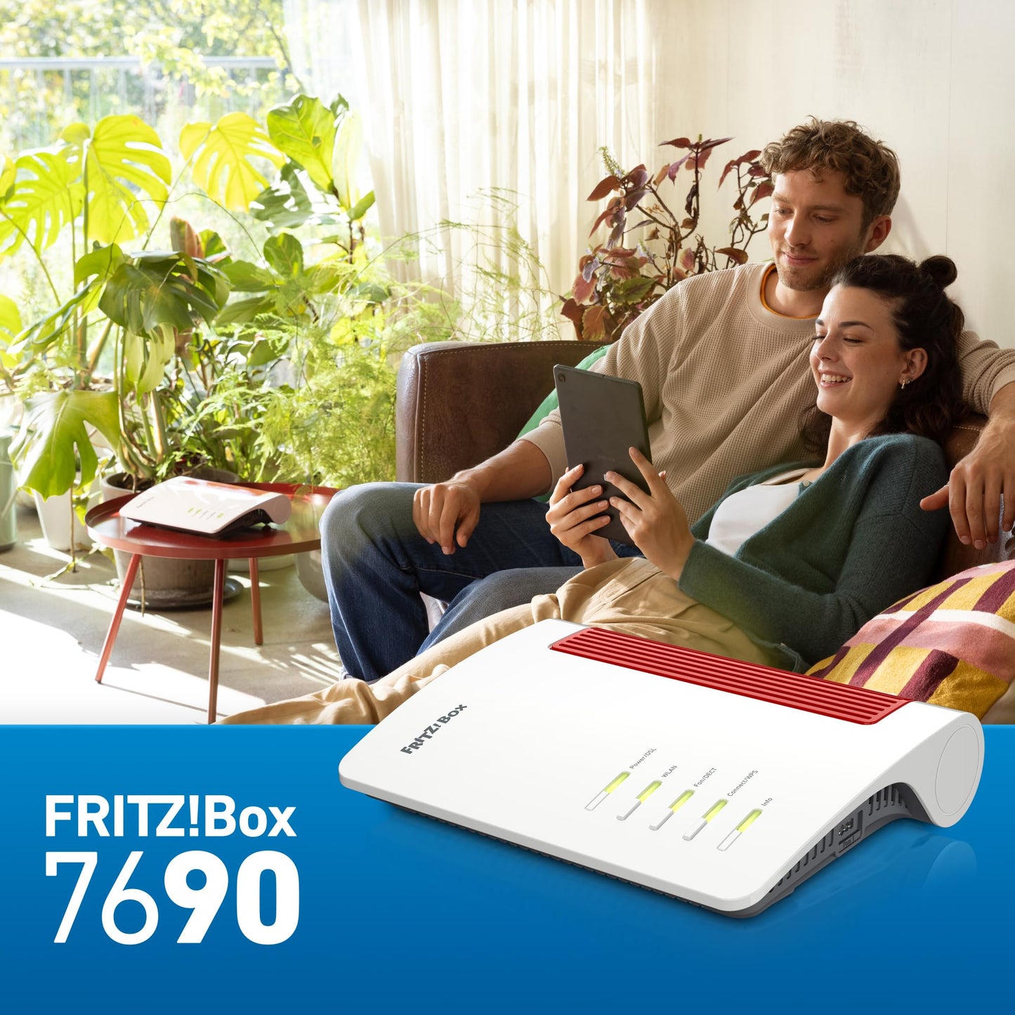 FRITZ!Box 7690 (Wi-Fi 7 DSL-Router mit 5.760 MBit/s (5GHz) & 1.376 MBit/s (2,4 GHz), bis zu 300 MBit/s mit VDSL-Supervectoring und ADSL2+, WLAN Mesh, DECT-Basis, deutschsprachige Version)